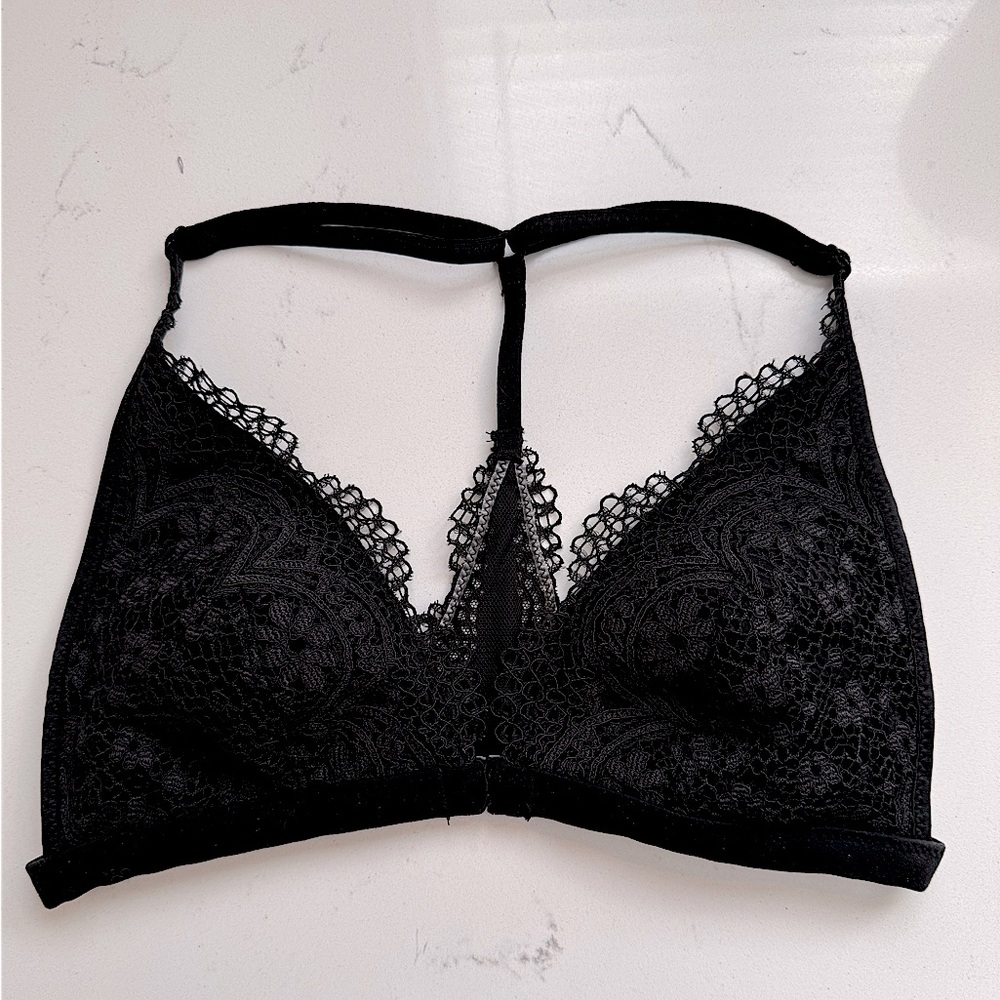 Victoria’s Secret Black Lace Bralette Triangle Cup Racerback size small